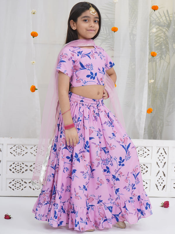 Girls Lavender Tulip Lehenga Choli Set