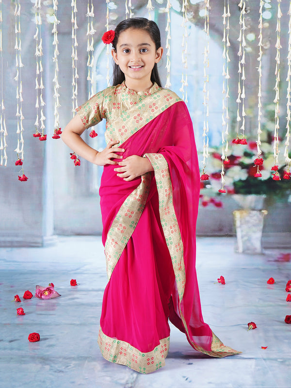 Floral Bird Blouse with Ready to wear Saree - Rani