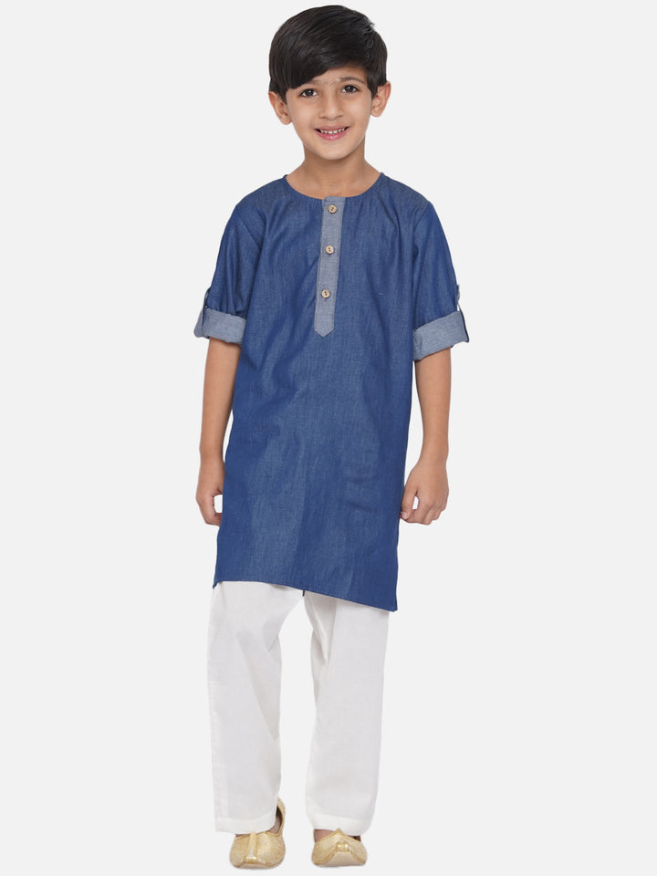 Boys Denim Kurta & Pyjama - Little Bansi