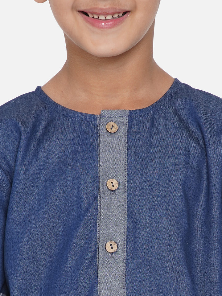 Boys Denim Kurta & Pyjama - Little Bansi