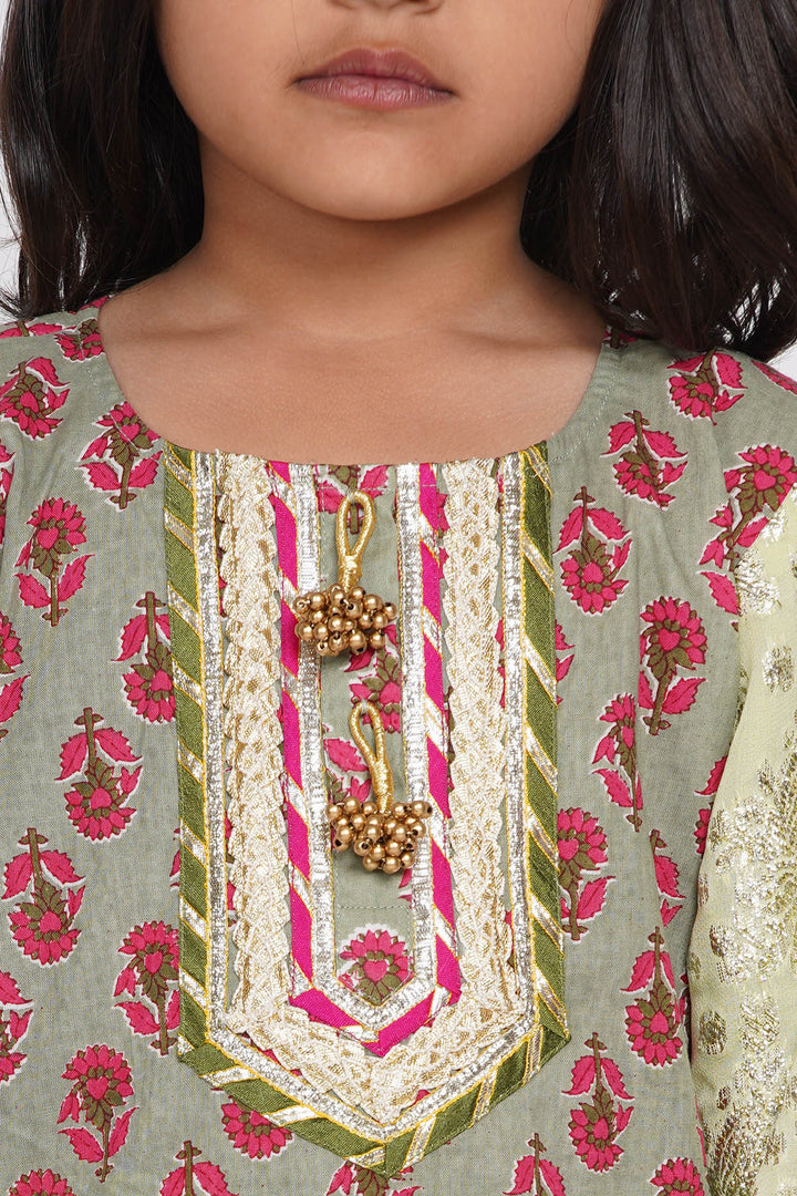Girl Banarsi  Lacework Kurta with  Sharara and Dupatta - Little Bansi