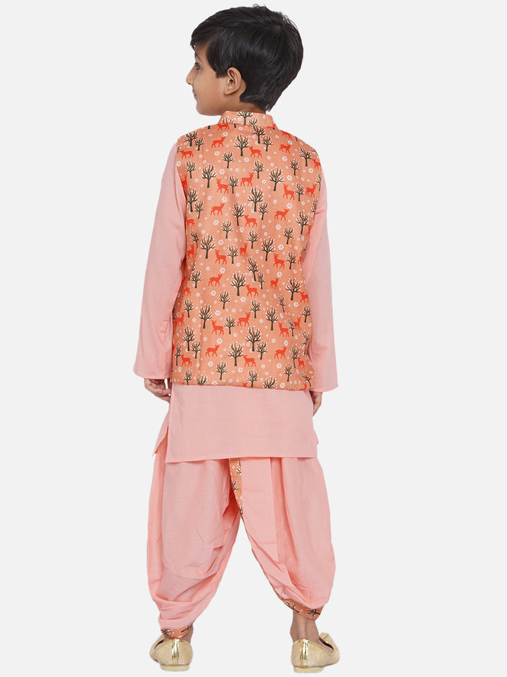 Boys Deer print Peach Jacket Set - Little Bansi