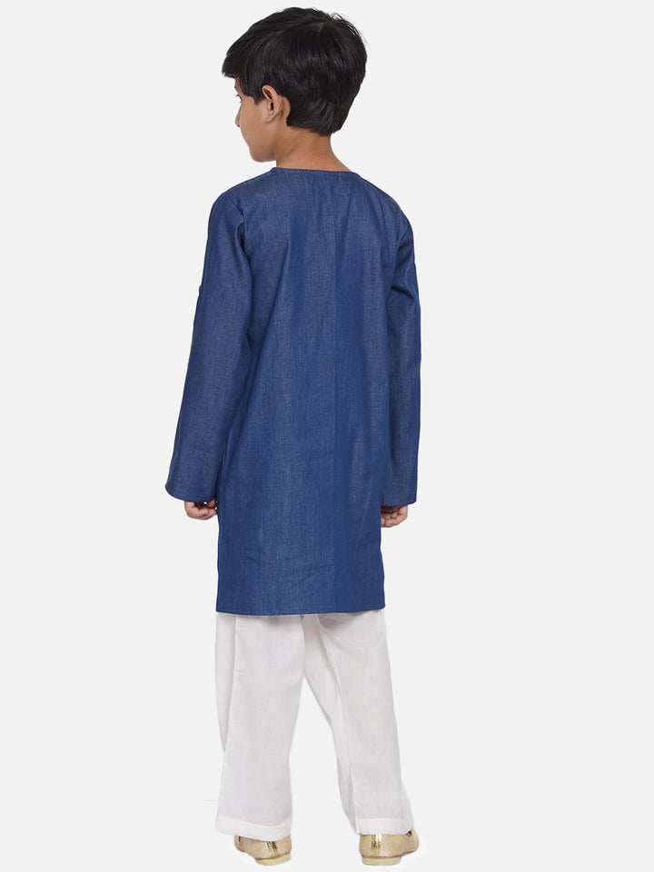 Boys Denim Kurta & Pyjama - Little Bansi