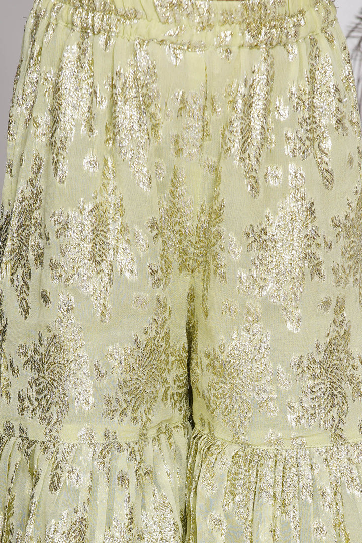 Girl Banarsi  Lacework Kurta with  Sharara and Dupatta - Little Bansi
