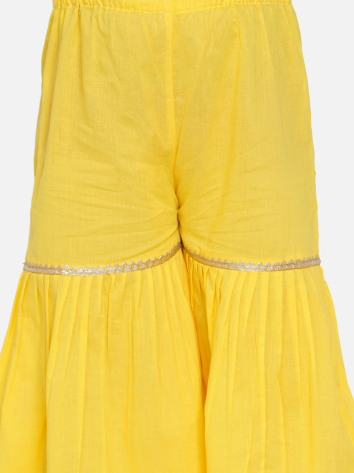 Yellow Embroidery work Kurta with Sharara - Little Bansi
