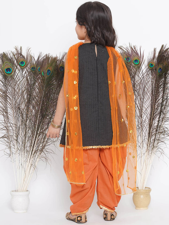 Jaipuri Frock Style Kurta with Ghungroo  buti work with salwar and Dupatta - Little Bansi